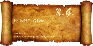 Mikó Gida névjegykártya